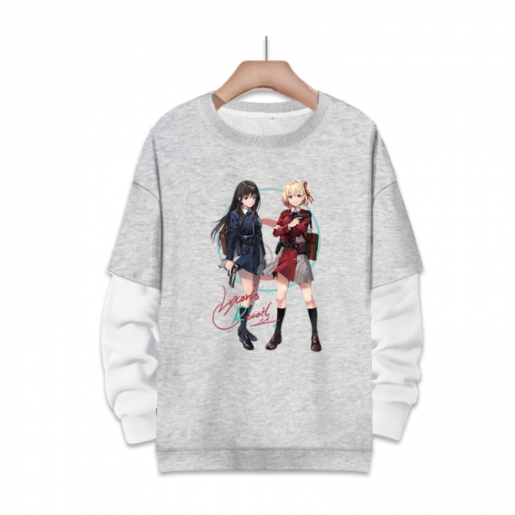 Lycoris Recoil  Anime fake two-piece thick round neck sweater from S to 3XL