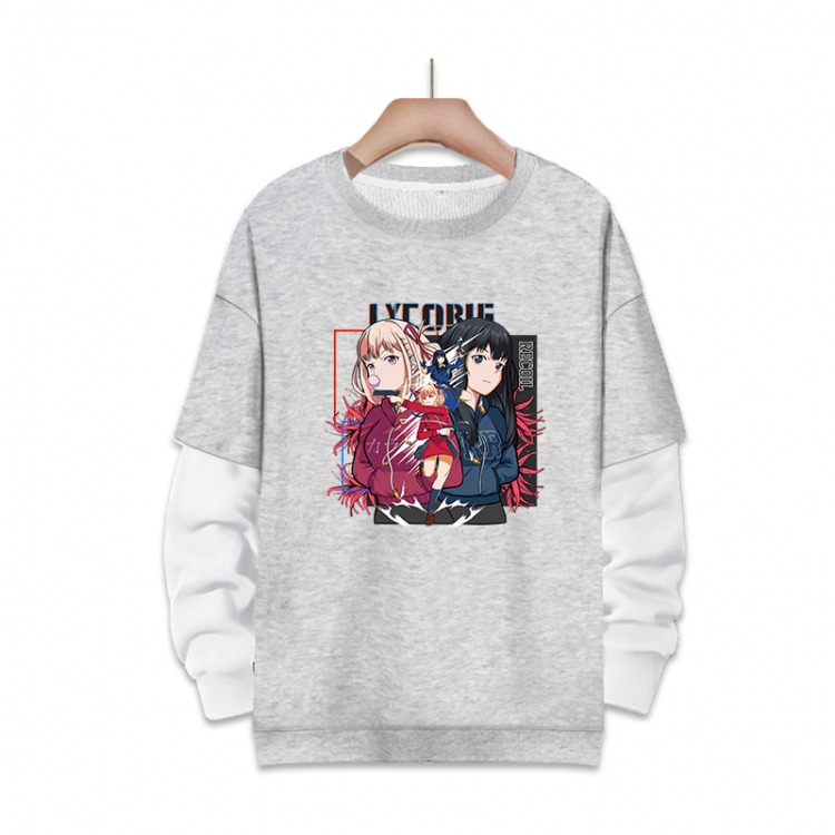 Lycoris Recoil  Anime fake two-piece thick round neck sweater from S to 3XL