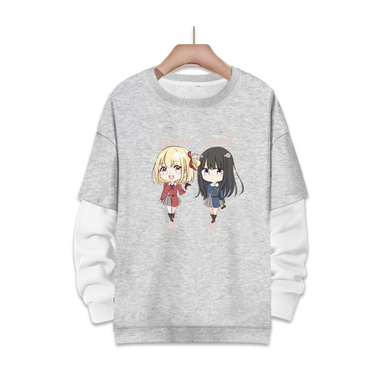 Lycoris Recoil  Anime fake two-piece thick round neck sweater from S to 3XL