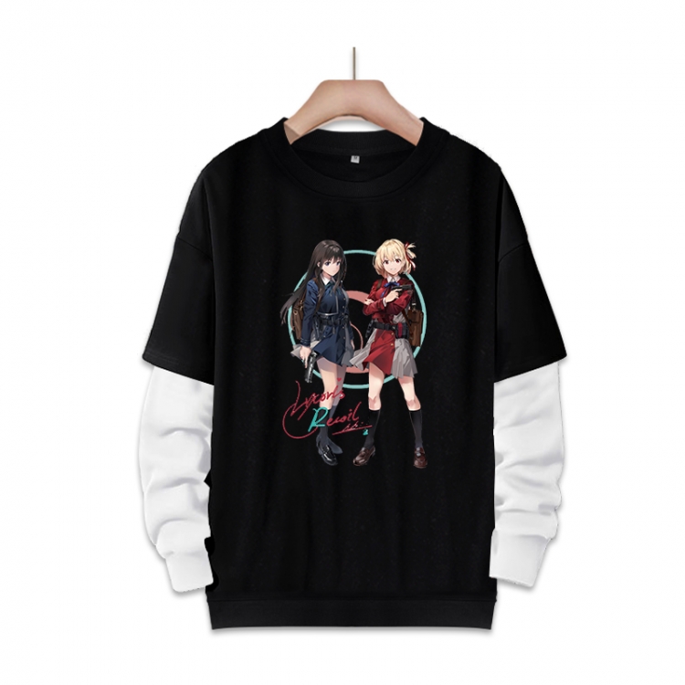 Lycoris Recoil  Anime fake two-piece thick round neck sweater from S to 3XL