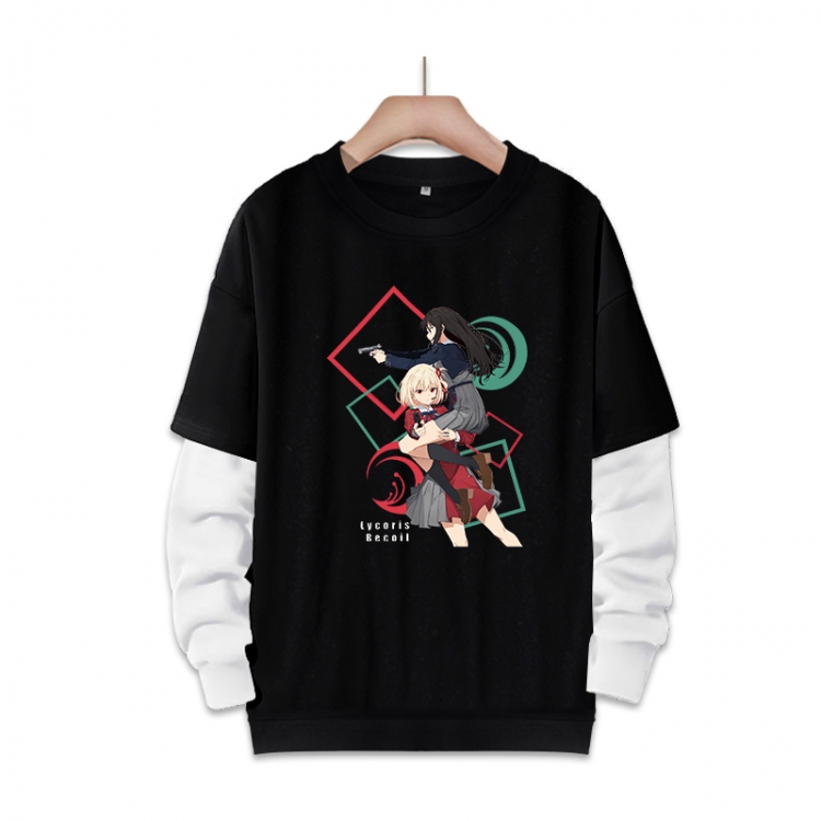 Lycoris Recoil  Anime fake two-piece thick round neck sweater from S to 3XL