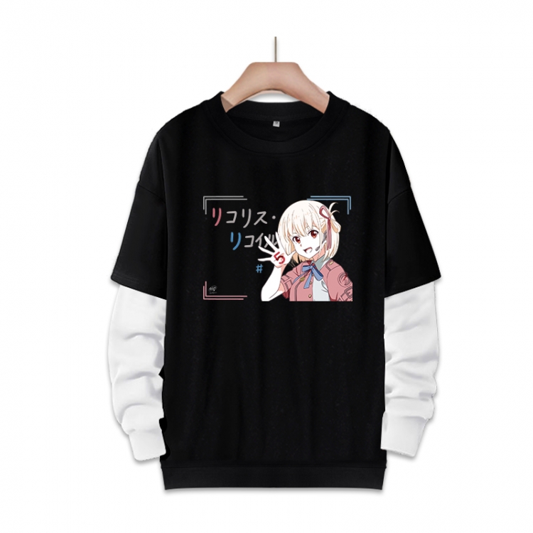 Lycoris Recoil  Anime fake two-piece thick round neck sweater from S to 3XL