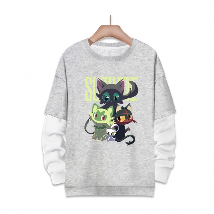 Tour of Bell and Bud  Anime fake two-piece thick round neck sweater from S to 3XL