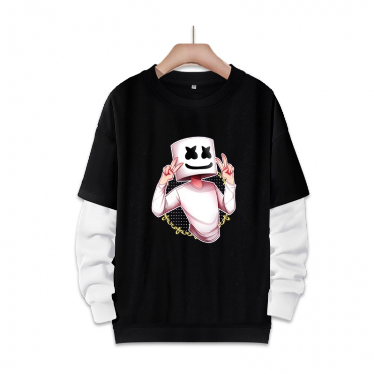 cotton candy Anime fake two-piece thick round neck sweater from S to 3XL