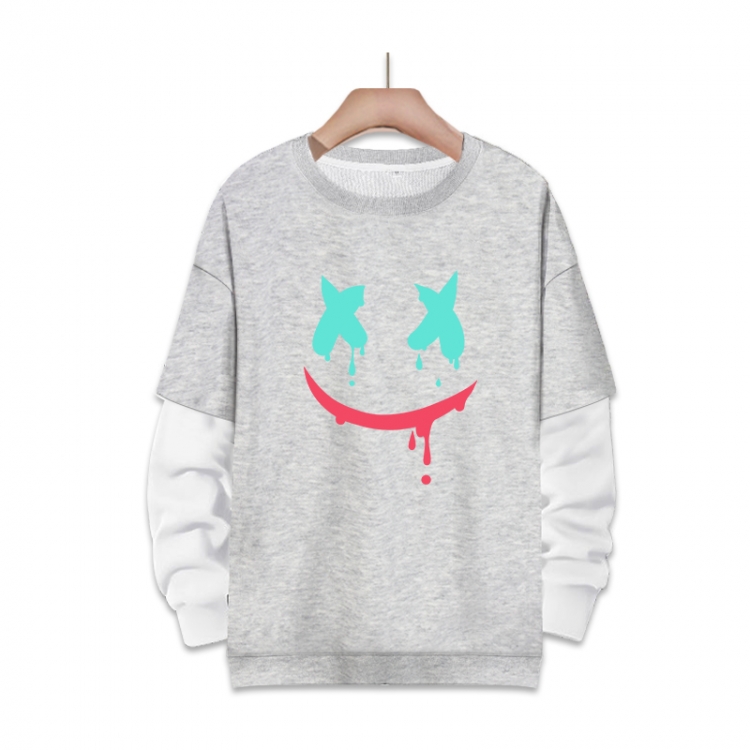 cotton candy Anime fake two-piece thick round neck sweater from S to 3XL