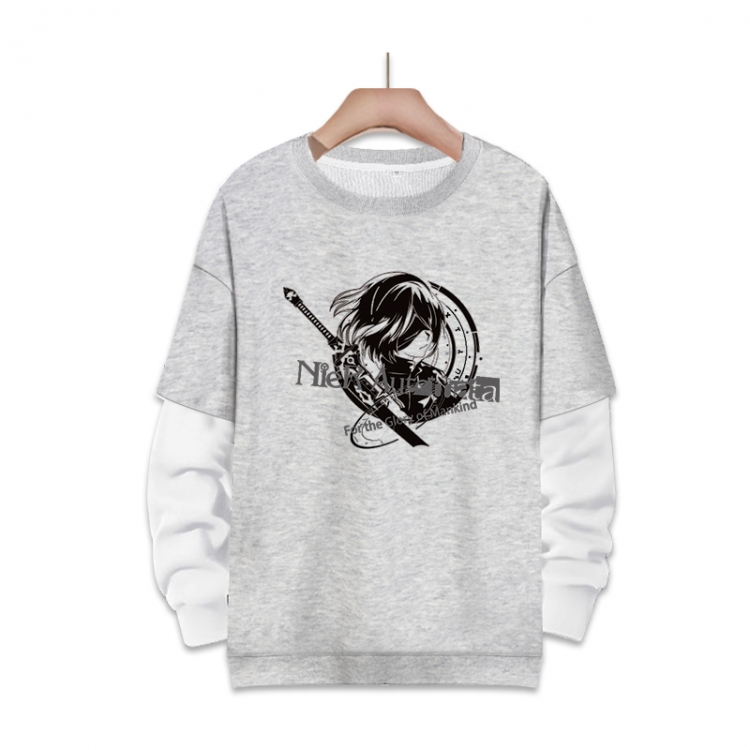 NieR:Automata Anime fake two-piece thick round neck sweater from S to 3XL