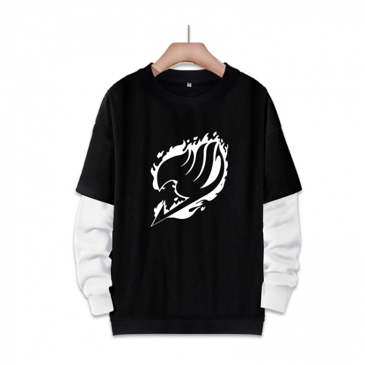 Fairy tail Anime fake two-piece thick round neck sweater from S to 3XL