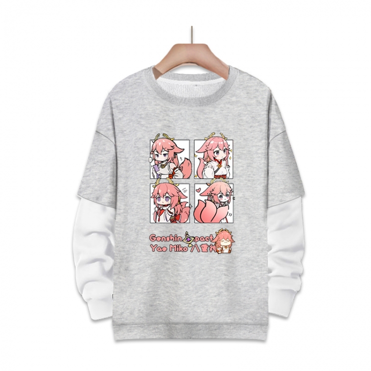 Genshin Impact Anime fake two-piece thick round neck sweater from S to 3XL