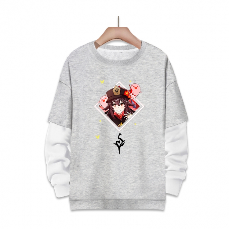 Genshin Impact Anime fake two-piece thick round neck sweater from S to 3XL