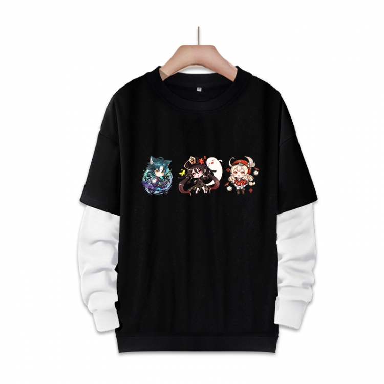 Genshin Impact Anime fake two-piece thick round neck sweater from S to 3XL