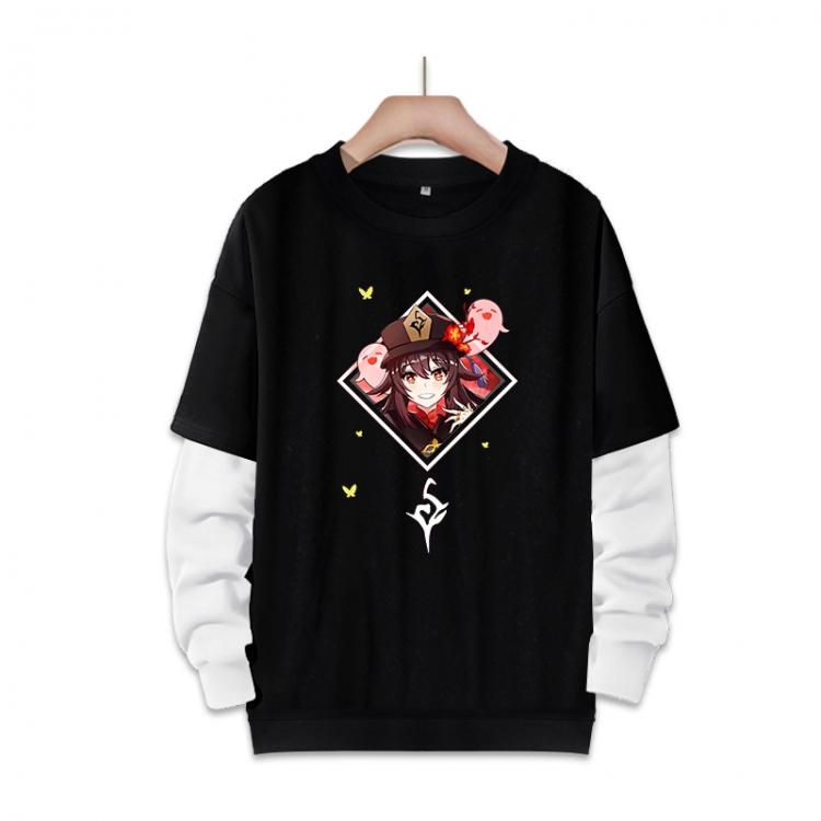 Genshin Impact Anime fake two-piece thick round neck sweater from S to 3XL