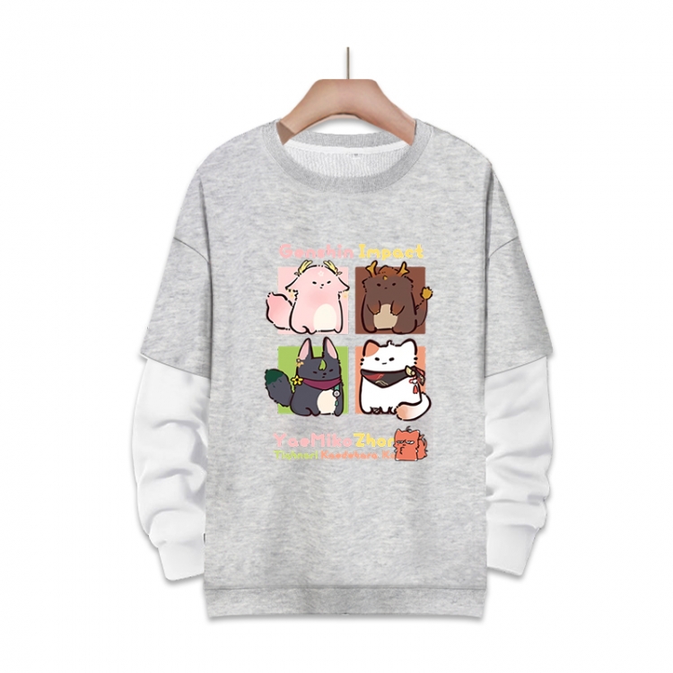 Genshin Impact Anime fake two-piece thick round neck sweater from S to 3XL