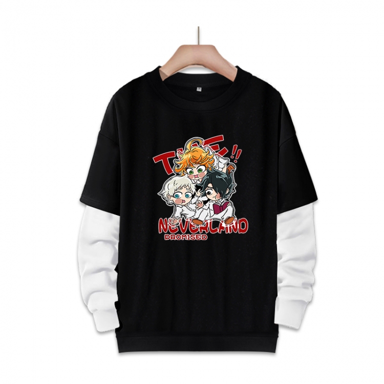 The Promised Neverla Anime fake two-piece thick round neck sweater from S to 3XL