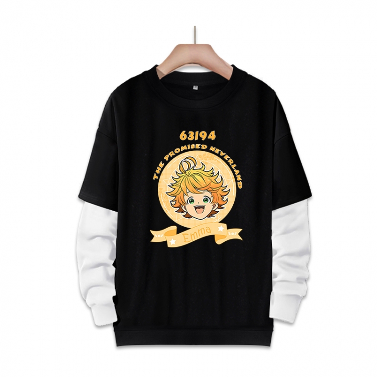 The Promised Neverla Anime fake two-piece thick round neck sweater from S to 3XL