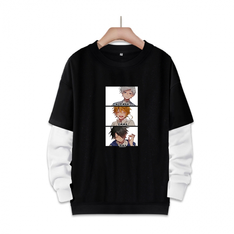 The Promised Neverla Anime fake two-piece thick round neck sweater from S to 3XL