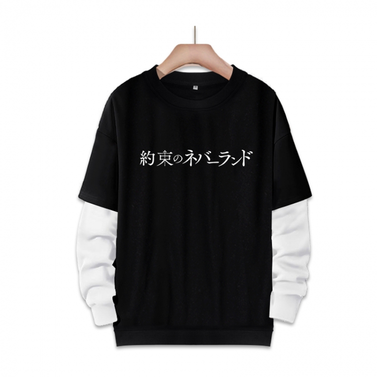 The Promised Neverla Anime fake two-piece thick round neck sweater from S to 3XL