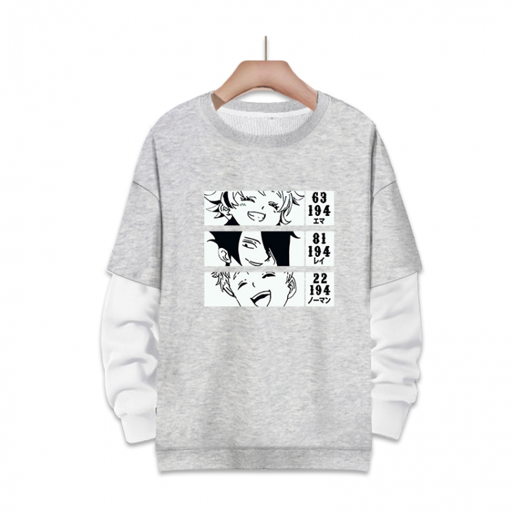 The Promised Neverla Anime fake two-piece thick round neck sweater from S to 3XL