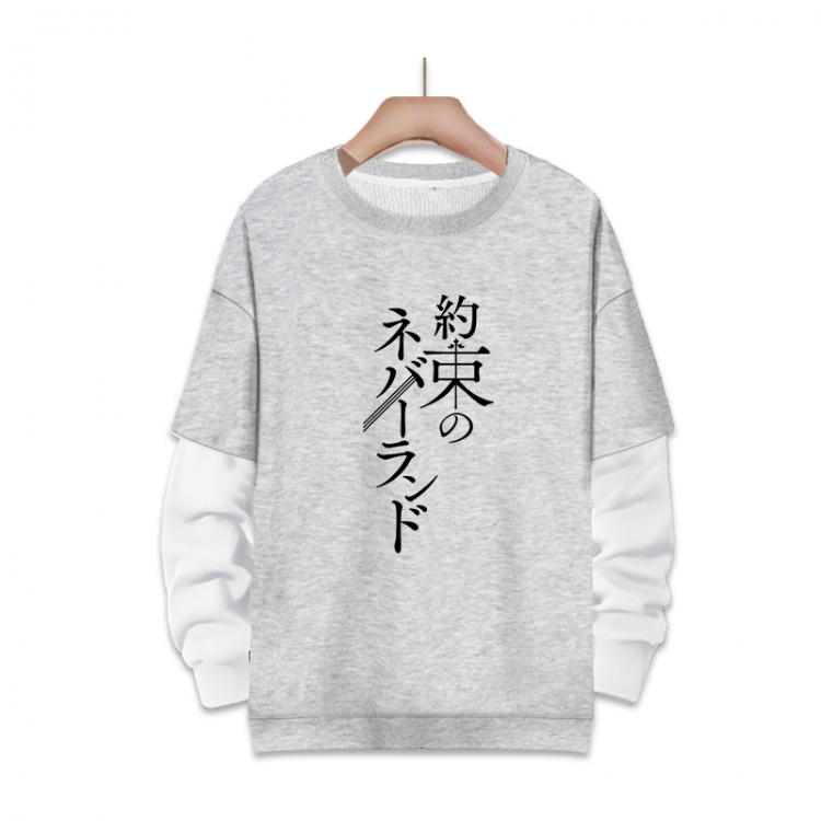 The Promised Neverla Anime fake two-piece thick round neck sweater from S to 3XL