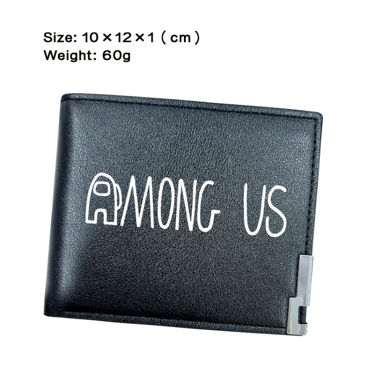 among-us Anime Peripheral PU Half Fold Black Leather Wallet Zero Wallet 10x12x1cm