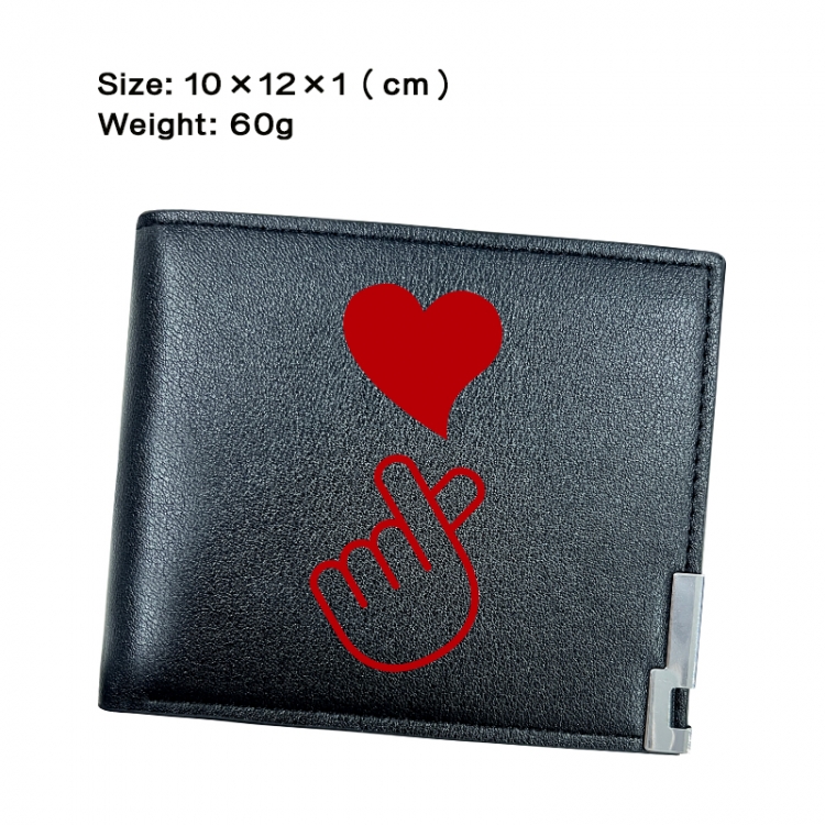 BTS Anime Peripheral PU Half Fold Black Leather Wallet Zero Wallet 10x12x1cm