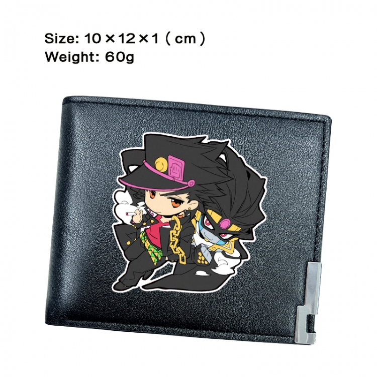 JoJos Bizarre Adventure Anime Peripheral PU Half Fold Black Leather Wallet Zero Wallet 10x12x1cm