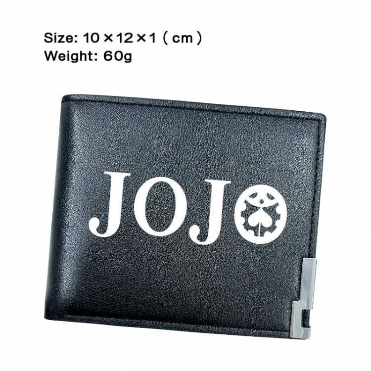 JoJos Bizarre Adventure Anime Peripheral PU Half Fold Black Leather Wallet Zero Wallet 10x12x1cm