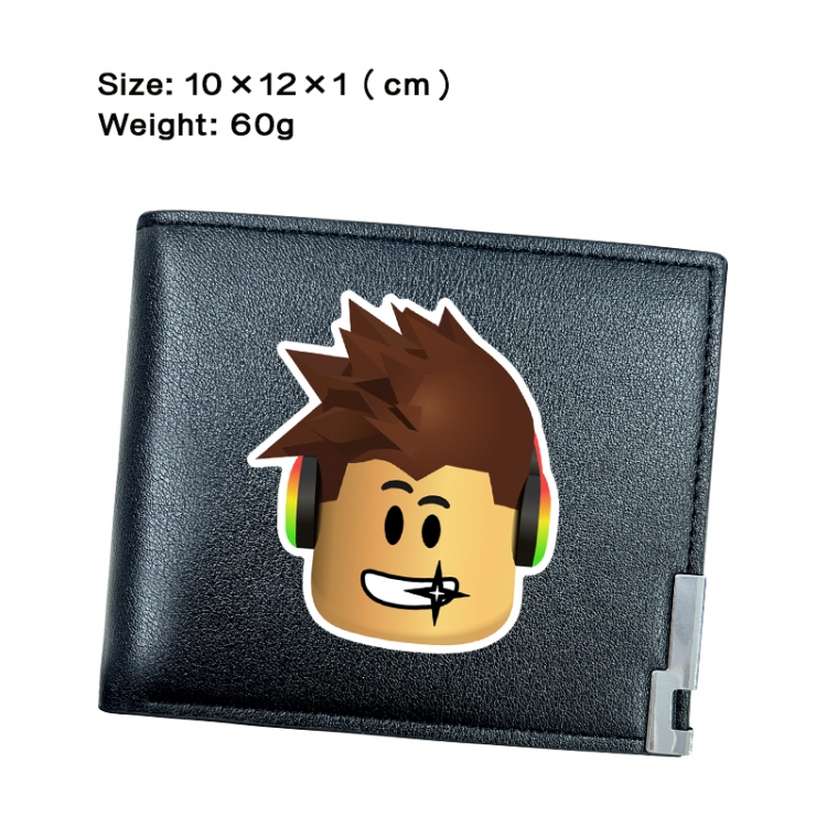 Roblox Anime Peripheral PU Half Fold Black Leather Wallet Zero Wallet 10x12x1cm