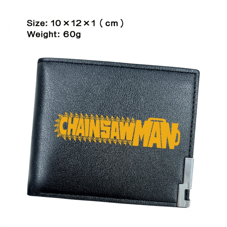 Chainsaw man Anime Peripheral PU Half Fold Black Leather Wallet Zero Wallet 10x12x1cm