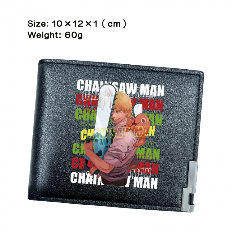 Chainsaw man Anime Peripheral PU Half Fold Black Leather Wallet Zero Wallet 10x12x1cm