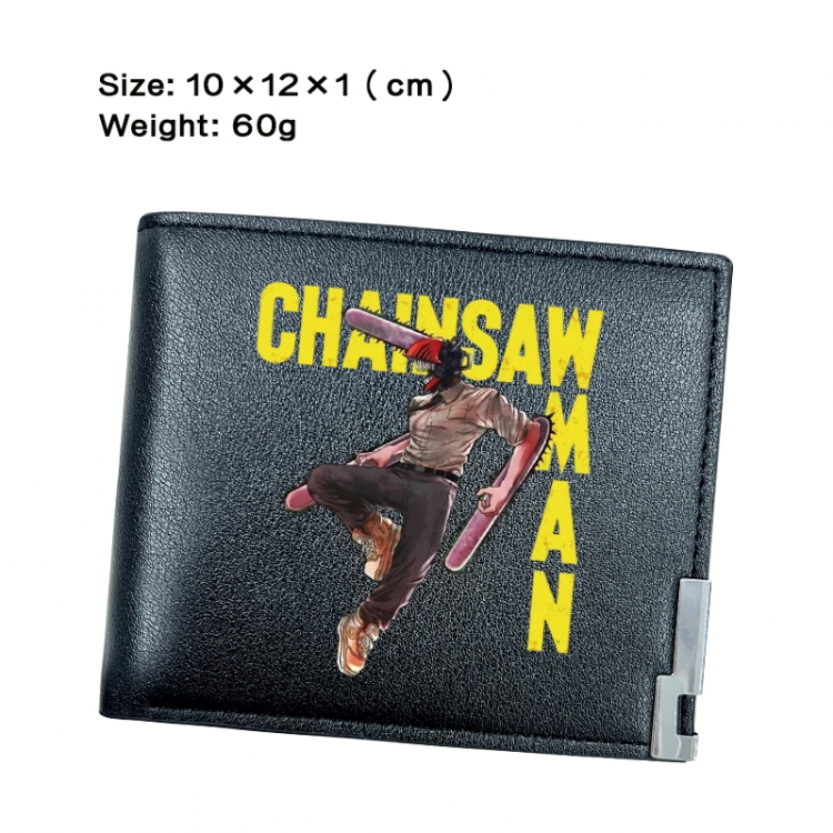 Chainsaw man Anime Peripheral PU Half Fold Black Leather Wallet Zero Wallet 10x12x1cm