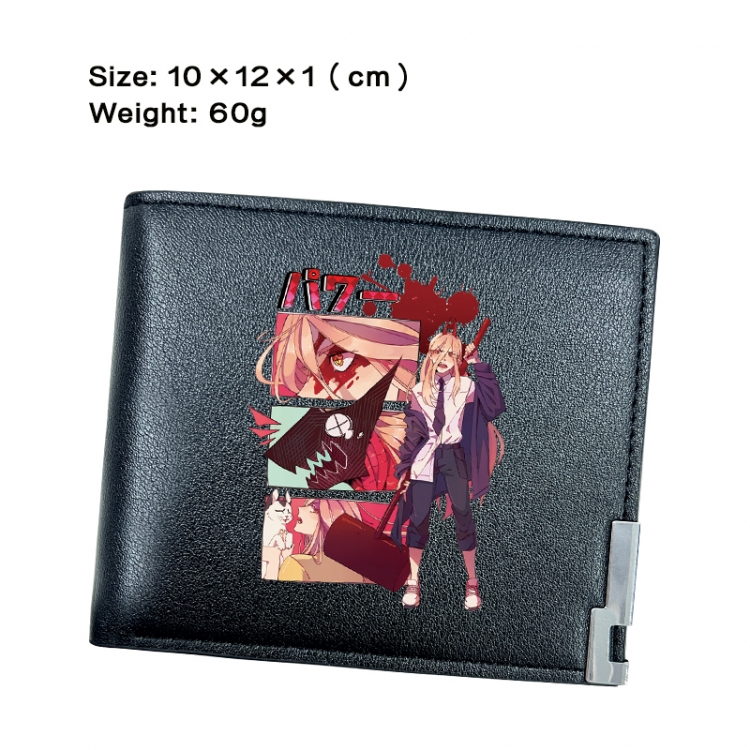 Chainsaw man Anime Peripheral PU Half Fold Black Leather Wallet Zero Wallet 10x12x1cm