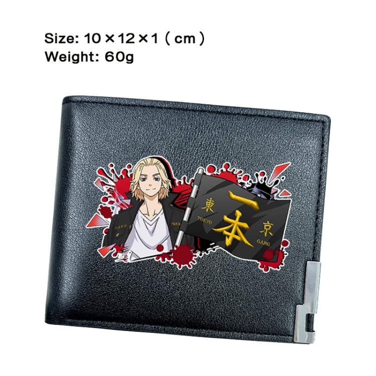 Tokyo Revengers Anime Peripheral PU Half Fold Black Leather Wallet Zero Wallet 10x12x1cm