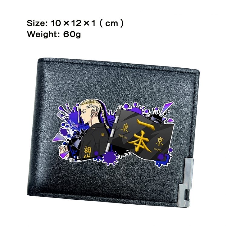 Tokyo Revengers Anime Peripheral PU Half Fold Black Leather Wallet Zero Wallet 10x12x1cm