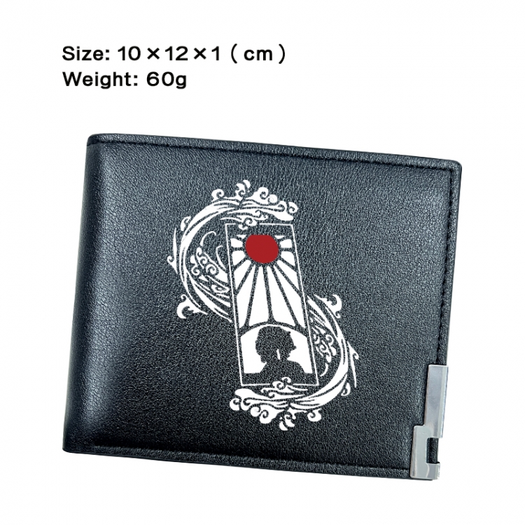 Demon Slayer Kimets Anime Peripheral PU Half Fold Black Leather Wallet Zero Wallet 10x12x1cm