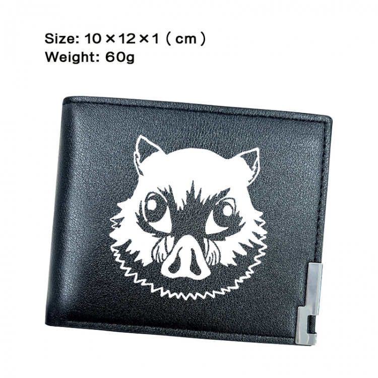 Demon Slayer Kimets Anime Peripheral PU Half Fold Black Leather Wallet Zero Wallet 10x12x1cm