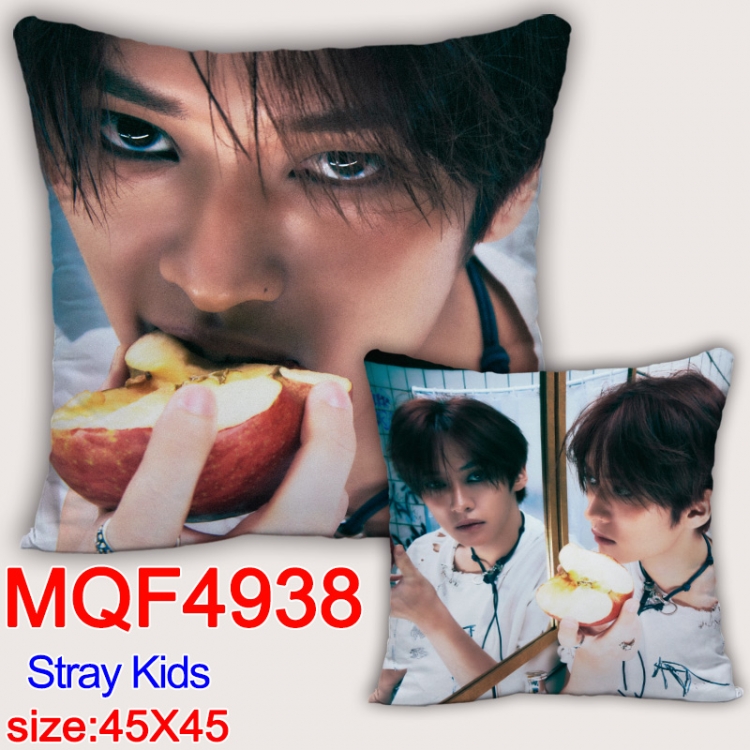Stray Kids Anime square full-color pillow cushion 45X45CM NO FILLING MQF-4938