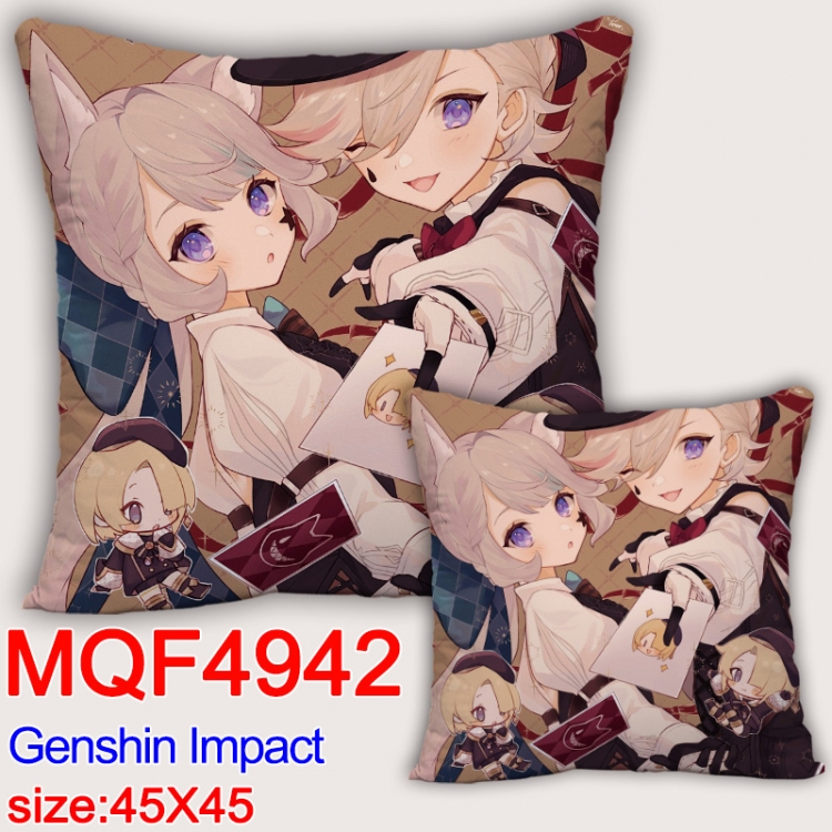 Genshin Impact Anime square full-color pillow cushion 45X45CM NO FILLING MQF-4942