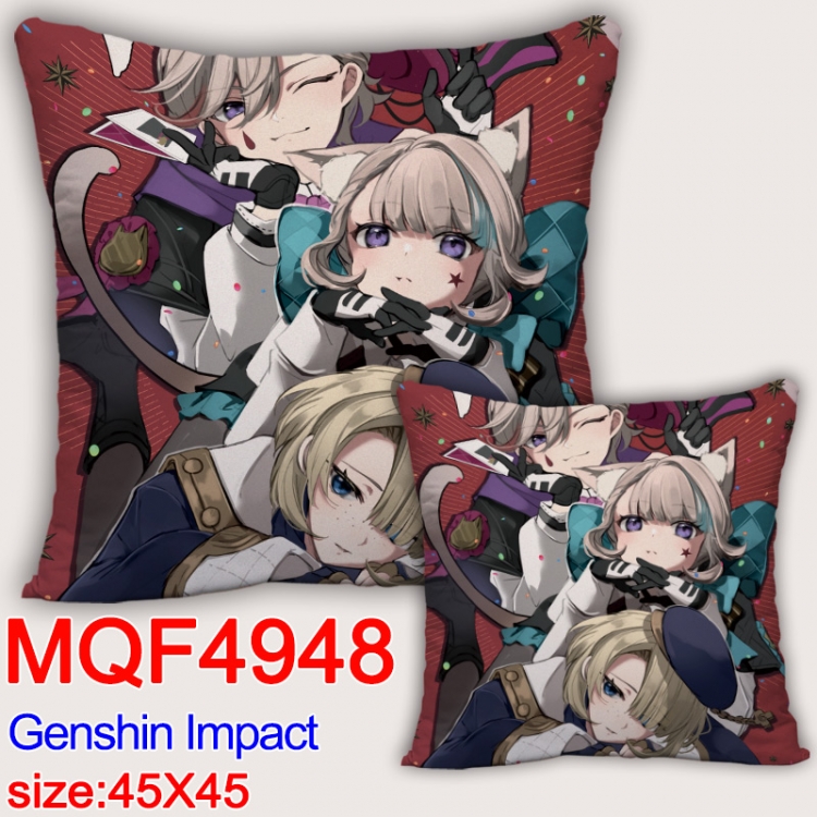Genshin Impact Anime square full-color pillow cushion 45X45CM NO FILLING MQF-4948