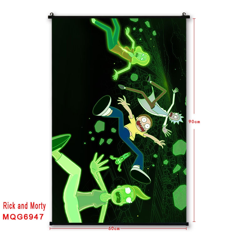 Rick and Morty Anime black Plastic rod Cloth painting Wall Scroll 60X90CM MQG-6947