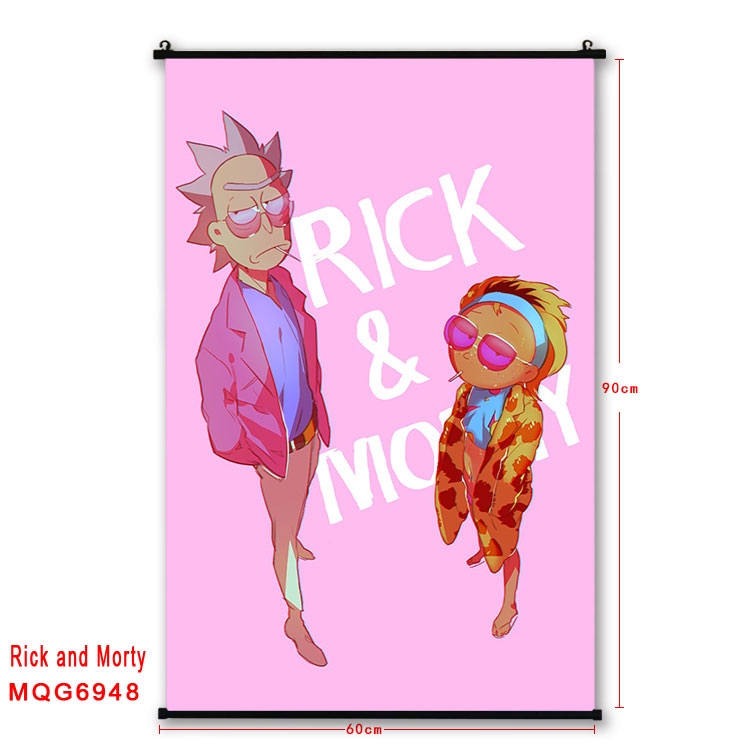Rick and Morty Anime black Plastic rod Cloth painting Wall Scroll 60X90CM MQG-6948
