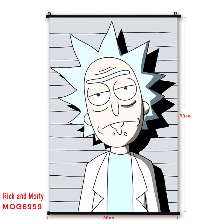 Rick and Morty Anime black Plastic rod Cloth painting Wall Scroll 60X90CM  MQG-6959