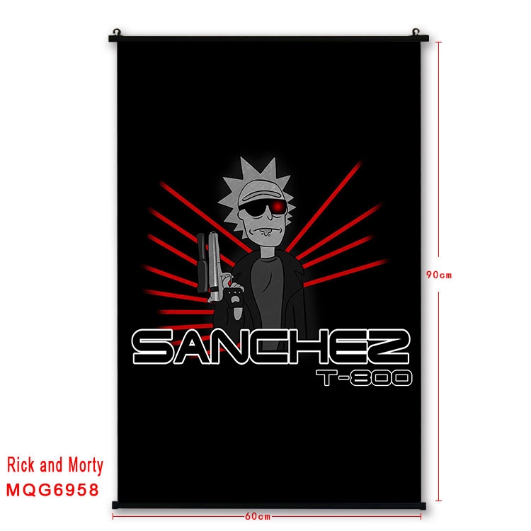 Rick and Morty Anime black Plastic rod Cloth painting Wall Scroll 60X90CM MQG-6958