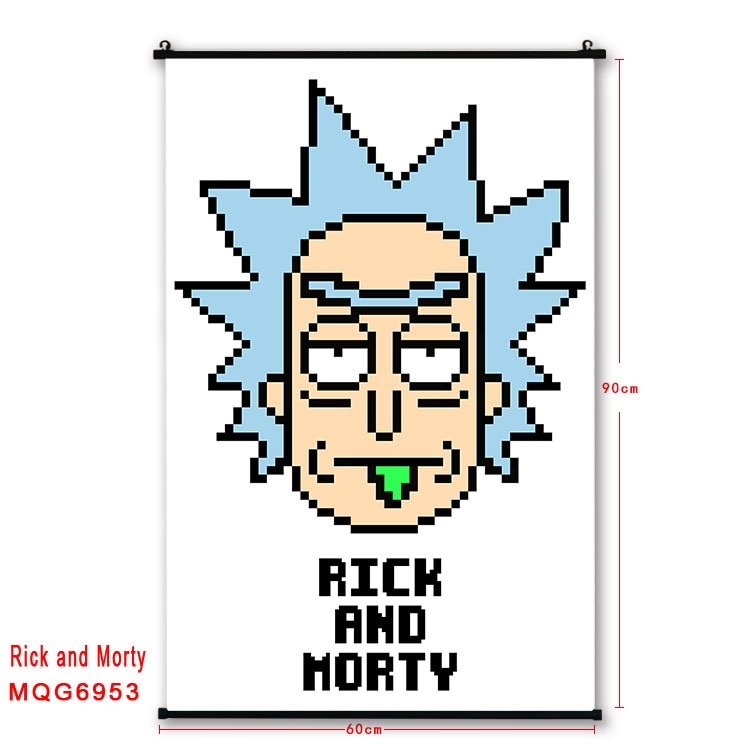 Rick and Morty Anime black Plastic rod Cloth painting Wall Scroll 60X90CM MQG-6953