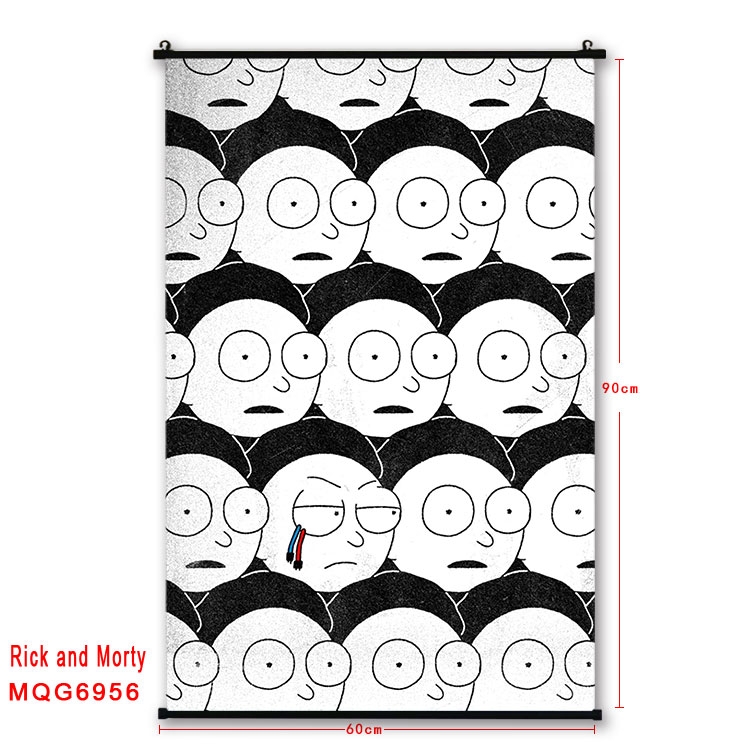 Rick and Morty Anime black Plastic rod Cloth painting Wall Scroll 60X90CM  MQG-6956