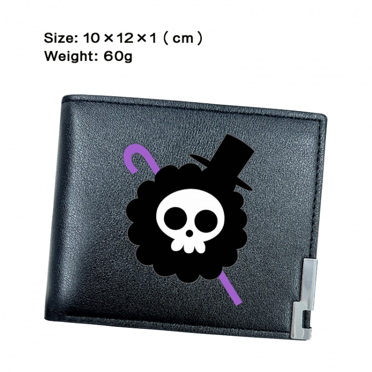 One Piece Anime Peripheral PU Half Fold Black Leather Wallet Zero Wallet 10x12x1cm