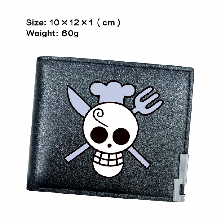 One Piece Anime Peripheral PU Half Fold Black Leather Wallet Zero Wallet 10x12x1cm