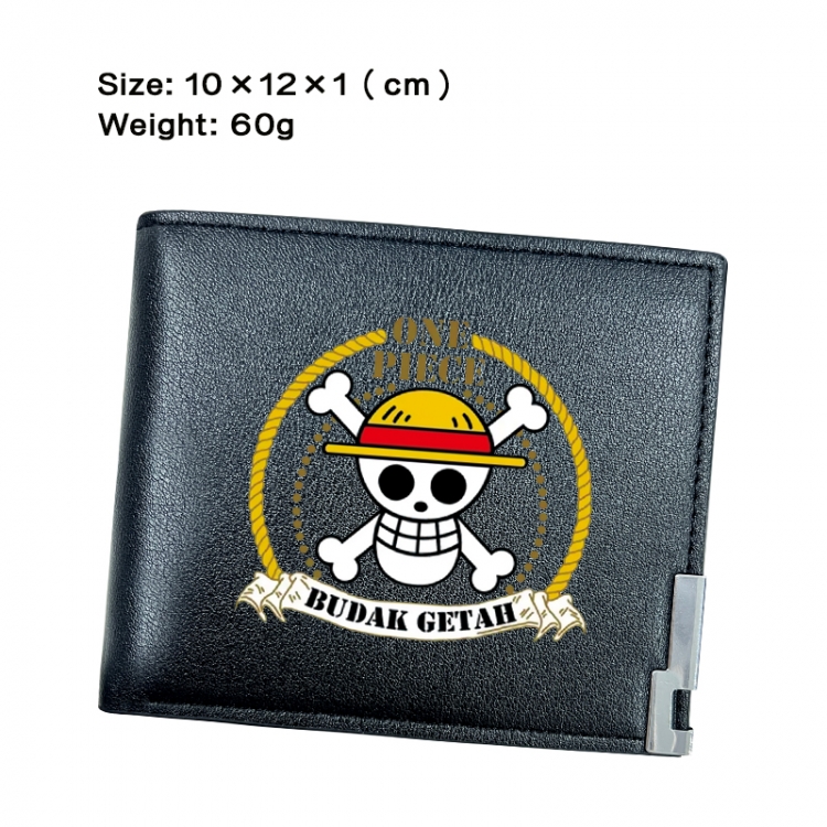 One Piece Anime Peripheral PU Half Fold Black Leather Wallet Zero Wallet 10x12x1cm