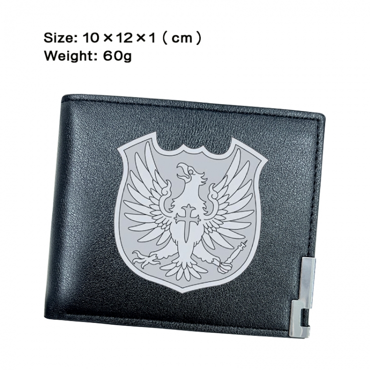 Black Clover Anime Peripheral PU Half Fold Black Leather Wallet Zero Wallet 10x12x1cm