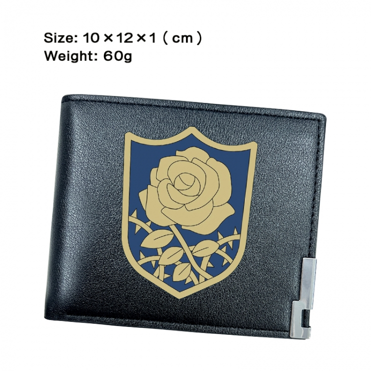 Black Clover Anime Peripheral PU Half Fold Black Leather Wallet Zero Wallet 10x12x1cm