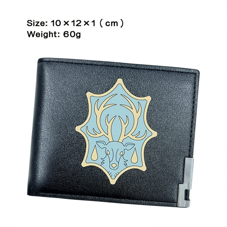 Black Clover Anime Peripheral PU Half Fold Black Leather Wallet Zero Wallet 10x12x1cm